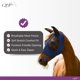 thumbnail image 2 of Careta anti-moscas QHP para caballo con cierre de cierre, lycra elástica, ajuste completo, azul mari, 2 of 5