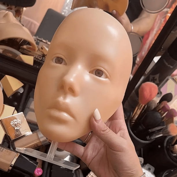 1pc Makeup Mannequin Face, 5D Silicone Makeup Practice Face, Professional Mannequin Head Face Makeup Tool