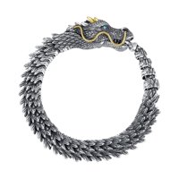 Ioensy - Retro Dragon Scale Pulsera Hip Hop Jewelry Chunky Fashion Bikers 22Cm