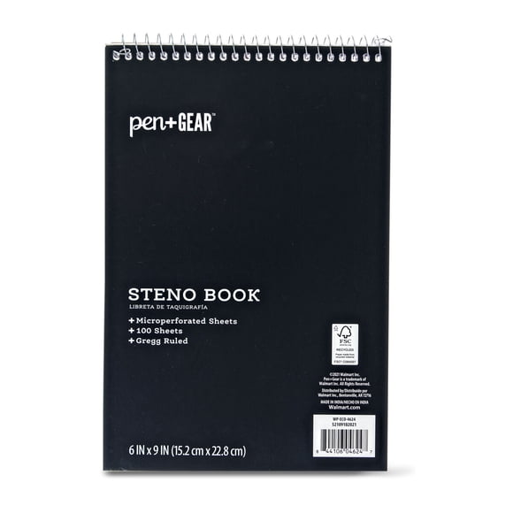 Bloc Taquigráfico PenGear 6x9 100 Hojas Gregg Negro
