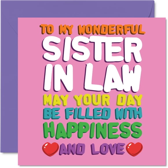 Tarjeta de cumpleaños Stuff4 Sister in Law Happiness And Love, 14,5 cm