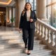 thumbnail image 3 of Agnes Orinda Traje de Mujer Talla Grande Conjunto de Dos Piezas Traje de Chaqueta Blazer de Oficina y Pantalones 5X Negro, 3 of 8