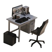 Bothyi - Muebles Para Casa De Muñecas, Accesorios De Escenografía, Conjunto De Muebles De Oficina, Decoración Para Casa De Muñecas, Escritorio Gris