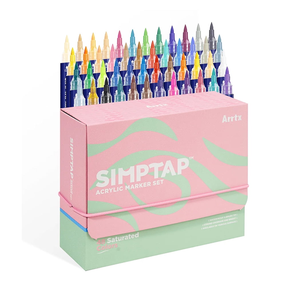 Arrtx Marcadores Acrílicos De Acción 48 Colores Punta Pincel