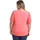 thumbnail image 5 of GRACE & GRANDEUR Blusas Casuales de Mujer Tallas Grandes con Panel Bordado, Manga Corta Abullonada y Cuello Redondo 1X Rojo Coral, 5 of 7