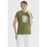 Fashionspark - Polera Mujer Print Posiiconal Verde Olivo