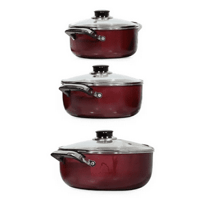 Genérico - Set De Ollas Baterias 6 Piezas Antiadherente Roj