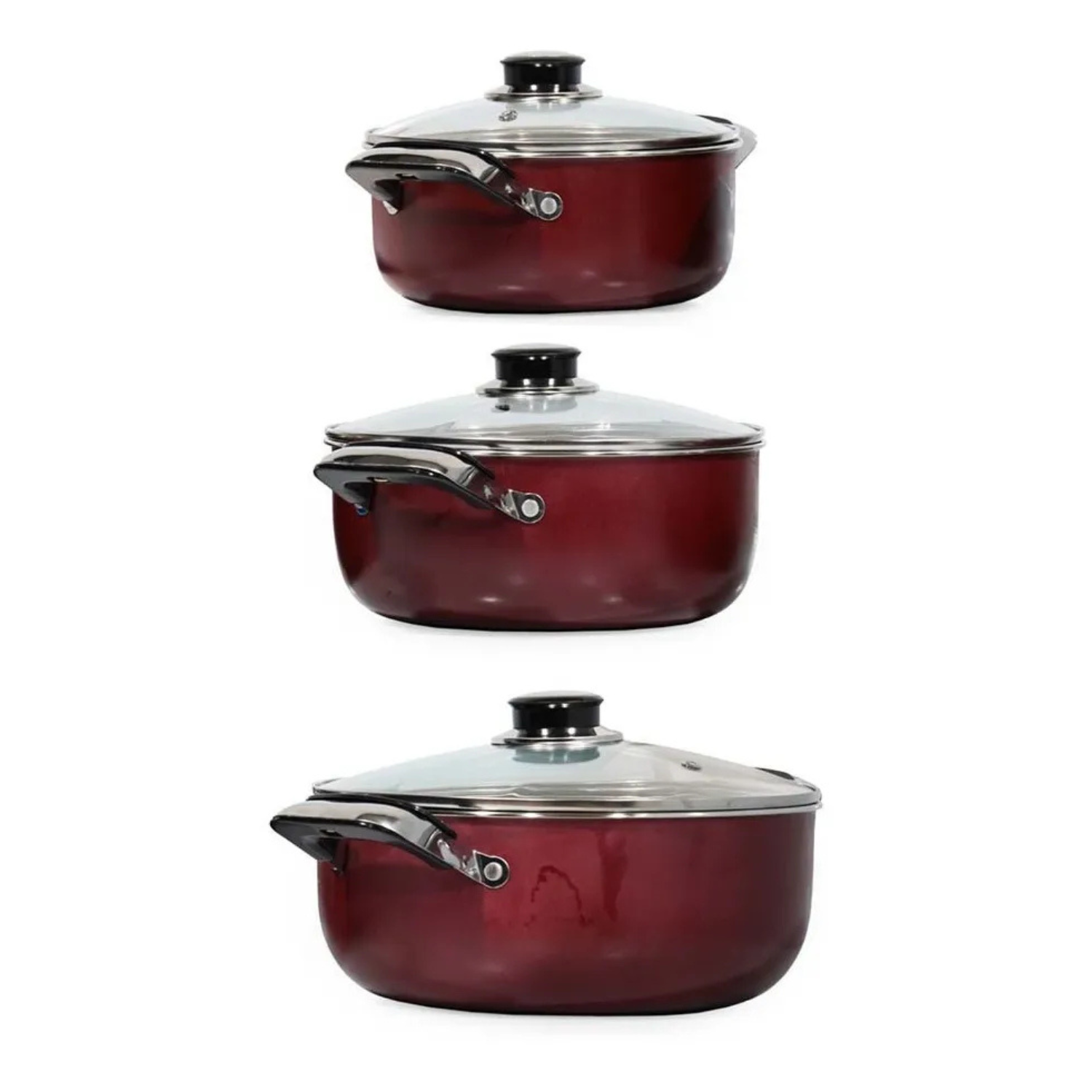 Genérico - Set De Ollas Baterias 6 Piezas Antiadherente Roj