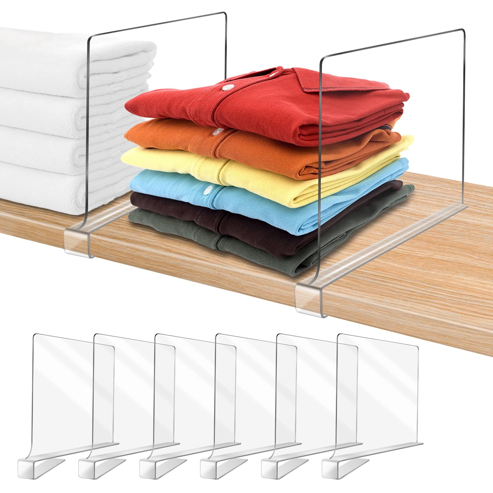 Separadores De Estantes Omgelic De Acrílico Para Armario, 6 Unidades, Transparentes