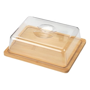 Bothyi - Plato De Mantequilla De Bambú Con Tapa Transparente, Soporte Moderno Para Queso, Para Refrigerador
