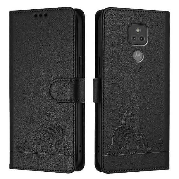 Funda tipo cartera FOXDOCK para Motorola MOTO G PLAY 2021 con soporte, ranuras, RFID, diseño de gato
