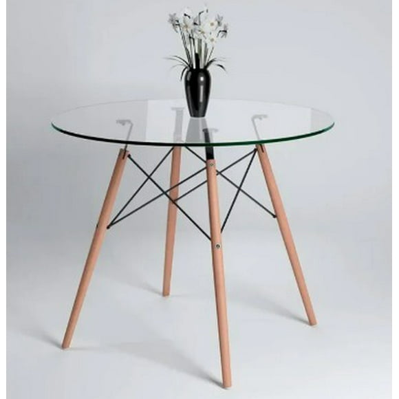 Mesa Eames Vidrio Redonda 80cm