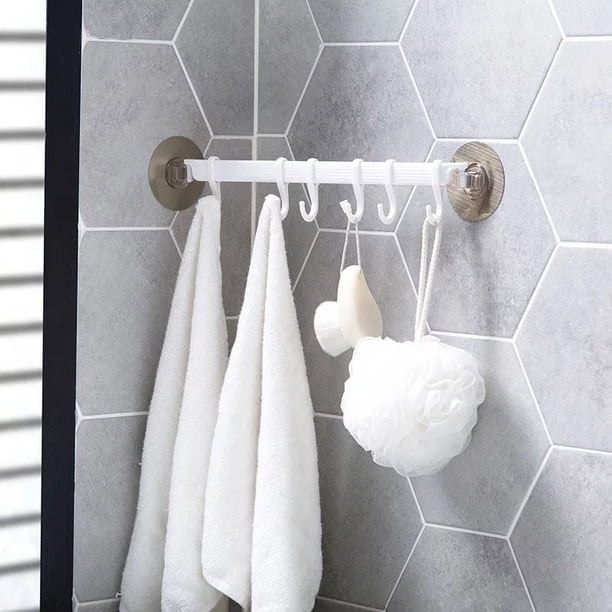 Organize Your Bathroom and Kitchen with 1pc Traceless 6 Linked Hook - Perfect for Small Items, Sticky and Great for Towel Storage!
