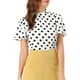 thumbnail image 1 of INSPIRE CHIC Top de Lunares con Cuello Alto, Pliegue y Abertura en la Espalda, Manga Corta Acampanada para Mujer, Regreso a Clases, L Blanco Negro, 1 of 7