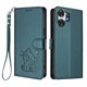 thumbnail image 1 of Funda Billetera con Relieve de Gato para Honor X6D, Verde Oscuro, 1 of 6