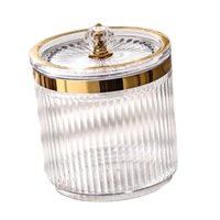 Magideal - Organizador De Cosméticos Con Tapa, A Prueba De Polvo, Herramienta De Maquillaje Transparente, Bote De Almacenamiento, Soporte De Bola De Hisopo Cosmé Claro