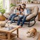 thumbnail image 3 of Sillon Mecedor Sillamecedora Sitial Dos Cuerpo Jardín Living Beige, 3 of 8