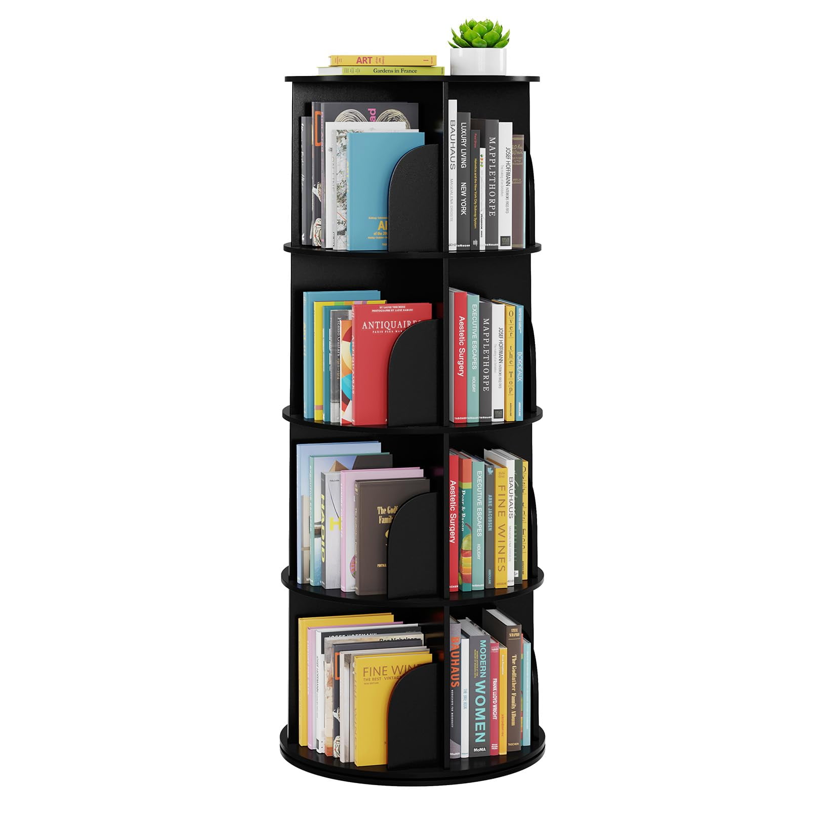 Estantería Giratoria Tower Spaceaid De 4 Niveles, Negra