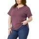 thumbnail image 4 of Agnes Orinda Camisetas de Mujer Tallas Grandes Cuello en V con Muesca Mangas Cortas Enrolladas Camisetas Suaves y Casuales de Verano 2025 4X Burdeos, 4 of 6