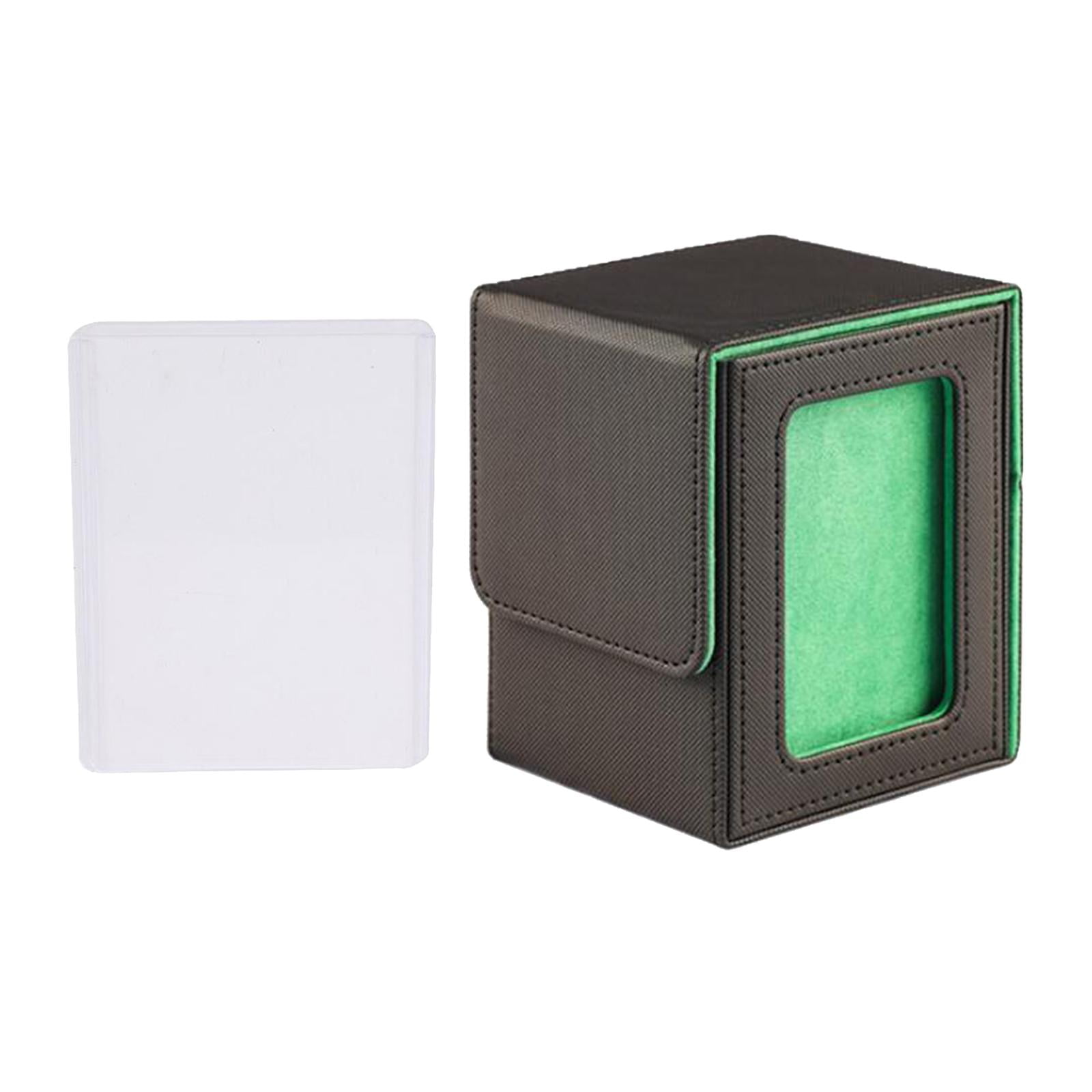 Magideal - Caja Para Barajas De Cartas Coleccionables, Estuche Para Guardar Barajas, Álbum De Exhibición, Organizador De Cartas Portátil De Fácil Acceso, Estuche Para Barajas De Cartas Forro Verde