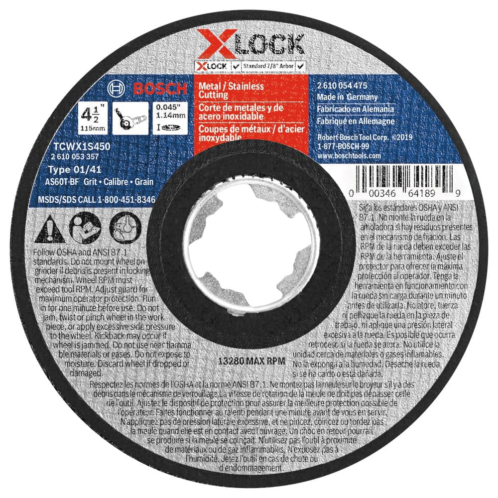 Disco Abrasivo Bosch Tcwx1s450-25, 11,4 Cm X 1,1 Mm, 60 Grit