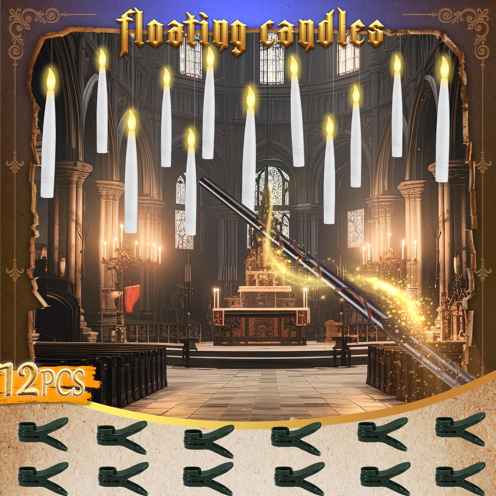 Varita Con Temporizador Floating Candles Veuieizt, 12 Unidades, Funciona Con Pilas