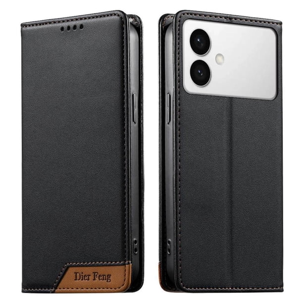 Funda Tipo Cartera de Cuero Sintético para Samsung Galaxy S26 Edge Bloqueo RFID, con Ranuras para Tarjetas y Bolsillo para Efectivo, Cierre Magnético Fuerte Negro