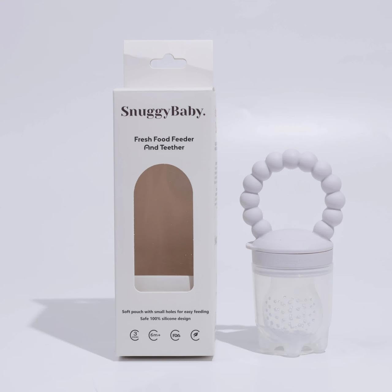 Snuggybaby. - Comedero Y Mordedor Para Alimentos Frescos Snuggybaby, 100% Silicona, Color Blanco