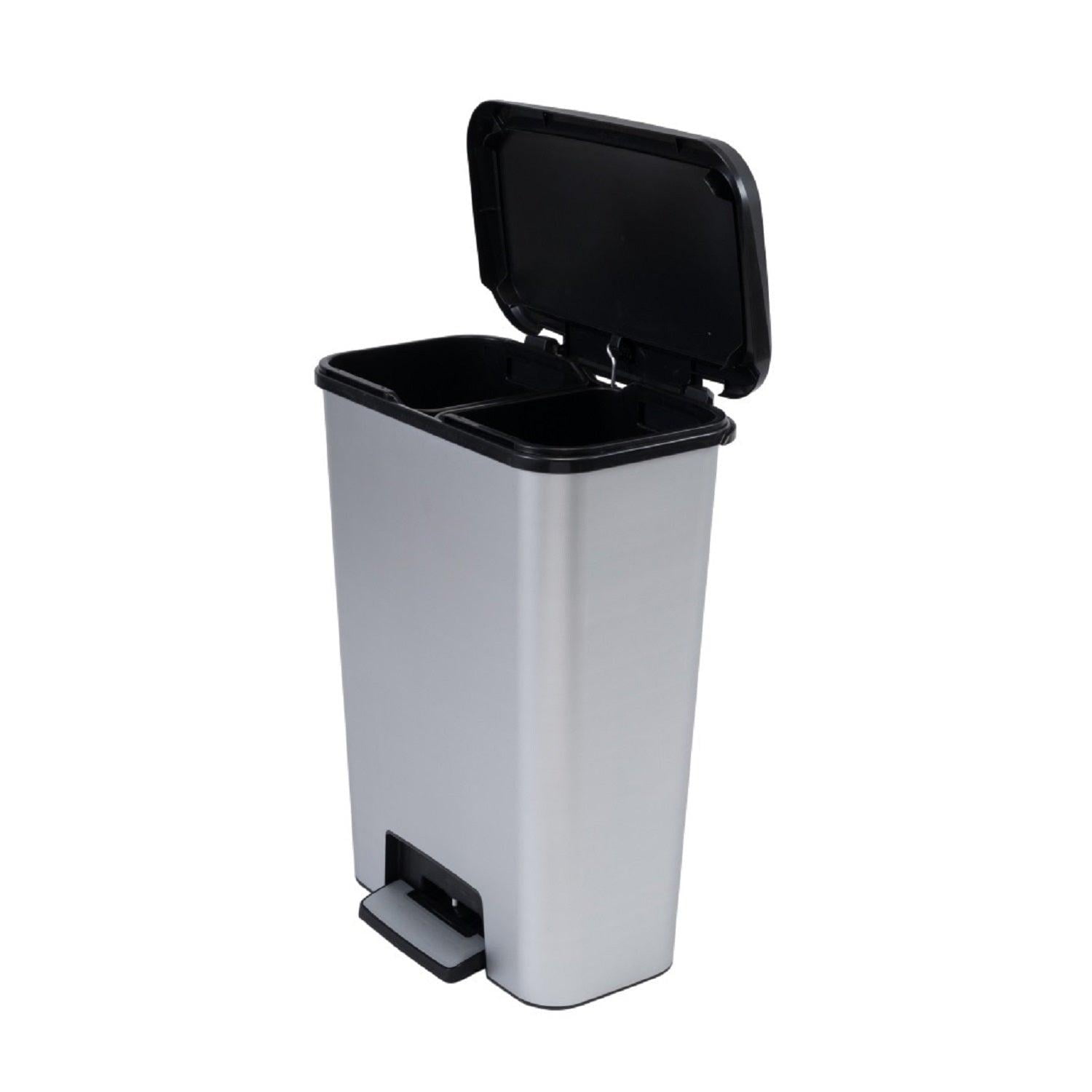 Keter - Basurero Reciclaje Compatta Duo 50l Steel Plateado