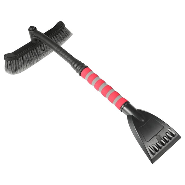 Rascador de Hielo 2 en 1, Cepillo para Nieve, Raspador de Nieve con ángulo Ajustable, Cepillo para Nieve para Coche, Accesorios para Coche de Invierno negro rojo