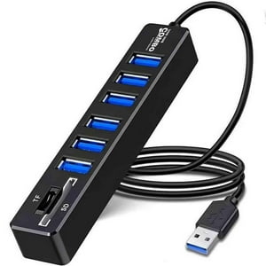 Gen - Hub 2 En 1 Usb 6 Puertos Y Lector Memoria Sd Micro Pc Notebook Multicolor