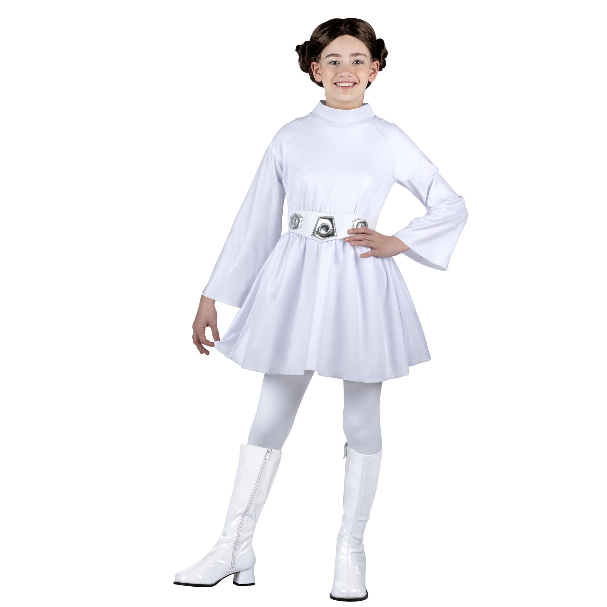 Jazwares Costume Play - Disfraz Jazwares Star Wars Princess Leia Para Jóvenes Con Cinturón Y Peluca
