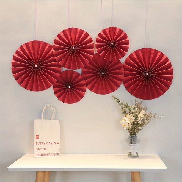 6pcs/set Red Character Door Stickers - 3D Paper-cut Fan-shaped Double Happiness Decorations for Festive Weddings!