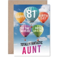 Tarjeta De Felicitación Giftzie Aunt Con Globo Aerostático Para Cumpleaños Número 81