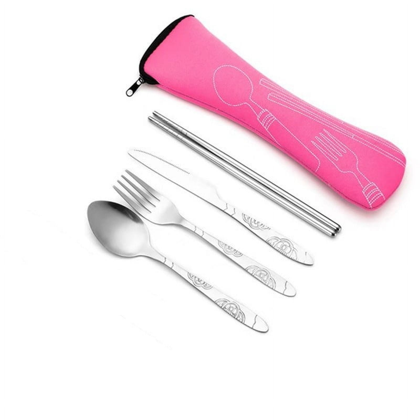 Xmhytop Juego De 4 Piezas Cubiertos De Cocina De Rosa Con Bolsa De Almacenamiento, Acero Inoxidable, Moderno Y Funcional,estilo A