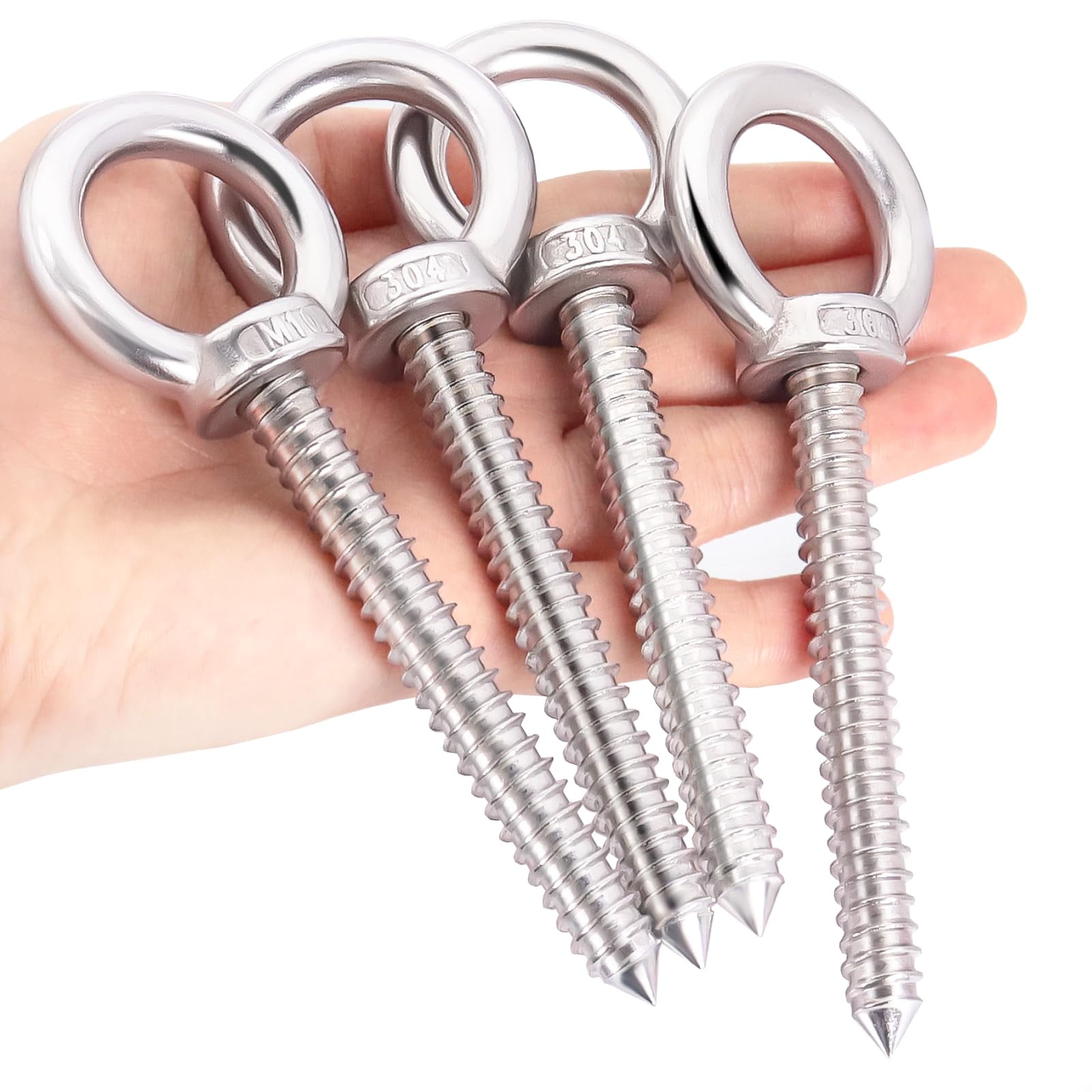 Xusx111 - Ganchos Para Ojos Pesados M10 Capacidad De Carga De Tornillo Para Ojos Pesados Para Soporte De Hamaca, Silla De Columpio, Yoga, Usos Pesados Para Interiores Y Exteriores (4pack- M10)