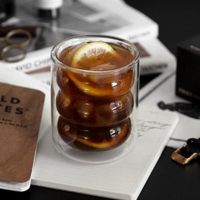 Santú Home & Deco - Set 4 Vasos Vidrio Doble Fondo Ondas Bajo