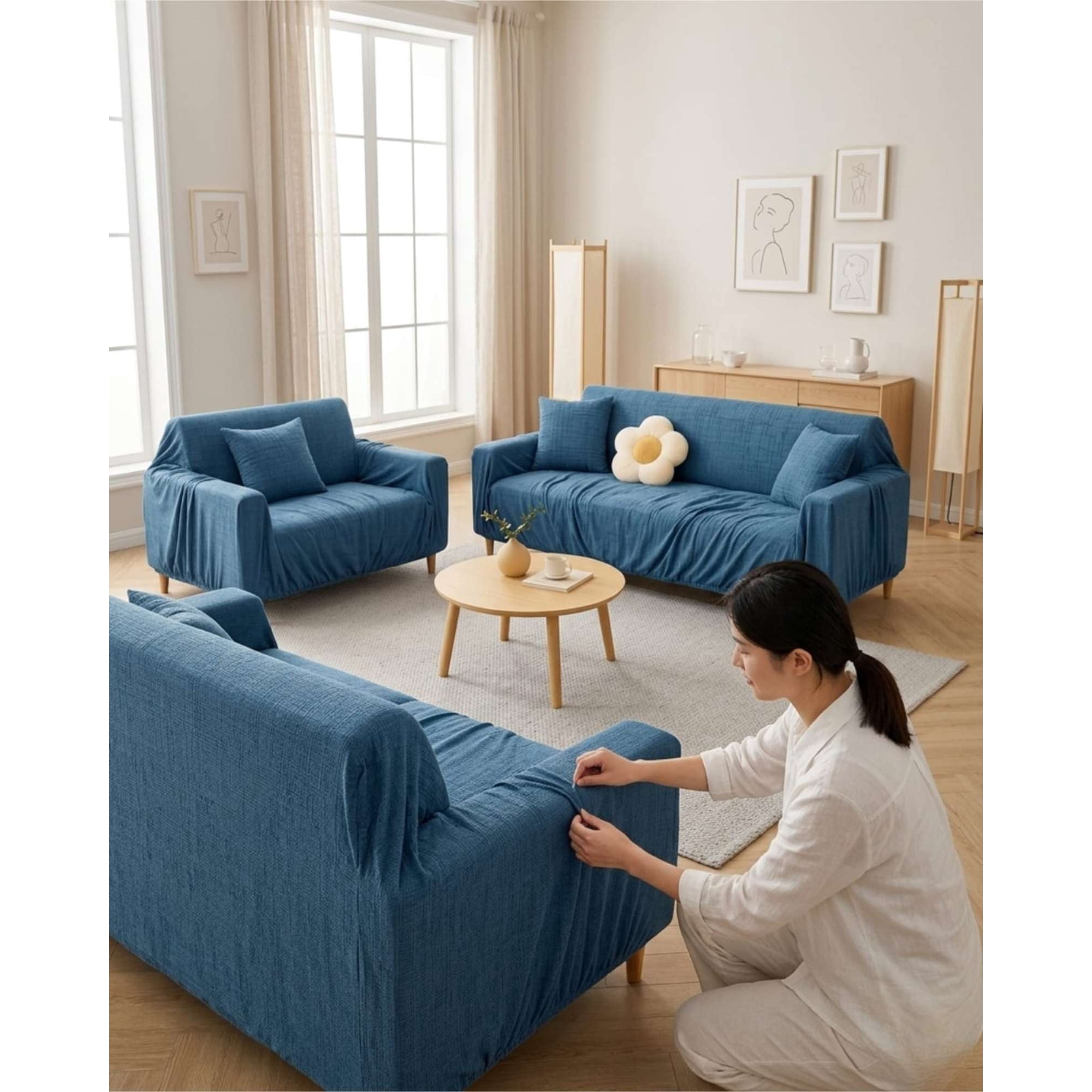 Myl Todo Hogar - Funda Cubre Sillón 3+1+1 Protector De Tela Reforzada Lavable