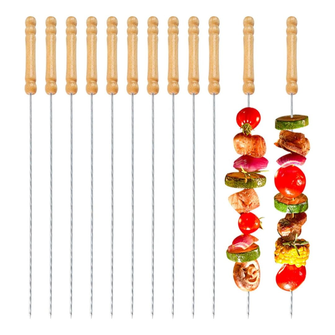 Line - 12 Pinchos Anticucho Acero Barbacoa Parrilla Asado 40cm