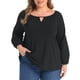 thumbnail image 1 of GRACE & GRANDEUR Blusas de Punto con Mangas de Farol y Cuello de Ojal para Mujer de Talla Grande 4X Negro, 1 of 7