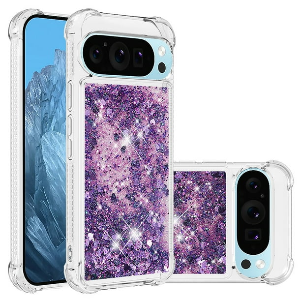 FOXDOCK Funda Glitter Líquida para Google Pixel 10 con Anillo Brillante, TPU Antichoques y Esquinas Reforzadas, Soporte