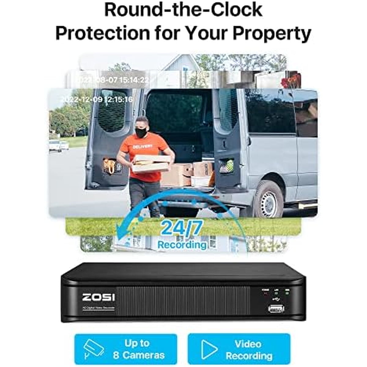 Kit Camaras Seguridad Zosi 8ch 1080p Ai H.265 Visian Nocturna
