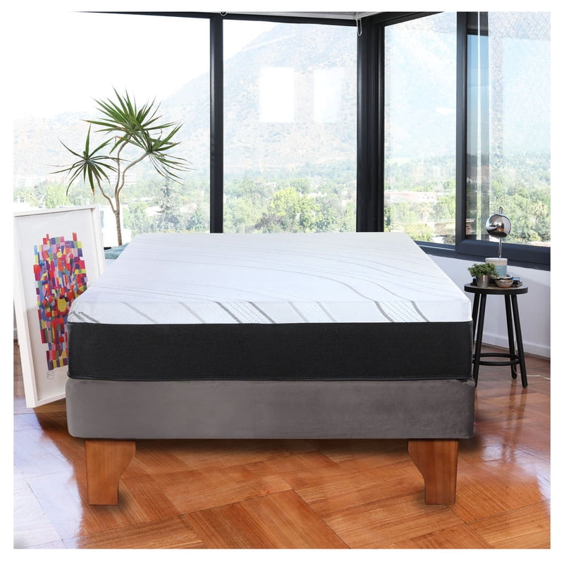 Latam Home - Cama Europea Zen Pro Colchon Resortes 1.5 Plaza Base Dividida Tela Gris