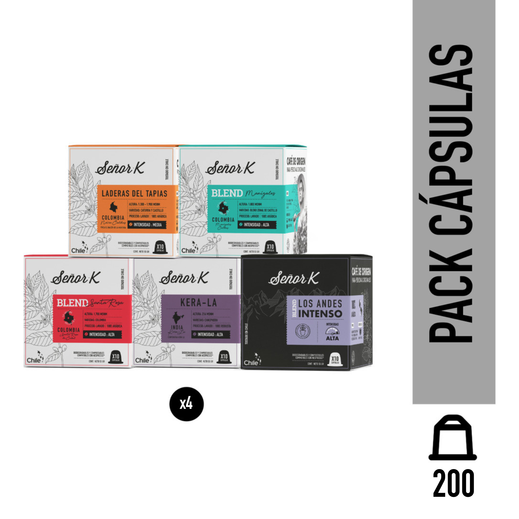 Pack 200 Cápsulas Café Espresso Más Vendidos Café Señor K
