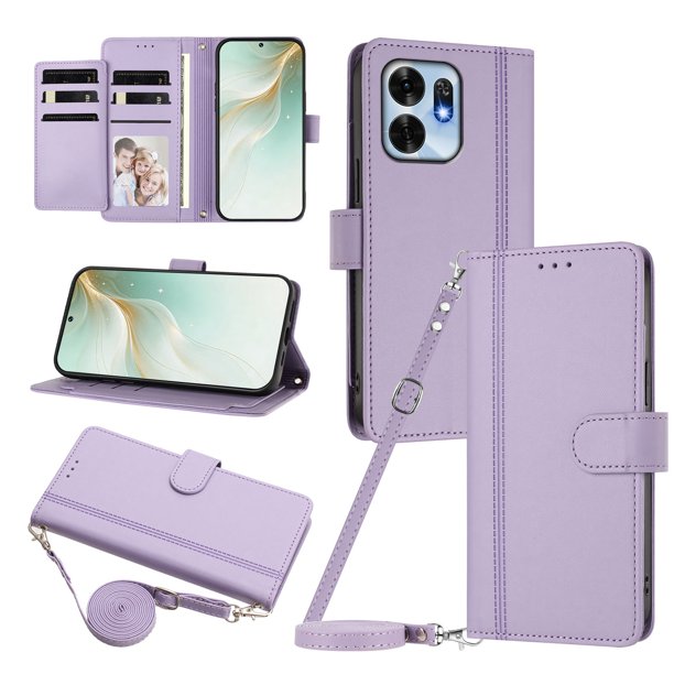 Funda Billetera de Cuero Sintético para Honor X6D, Morado Claro