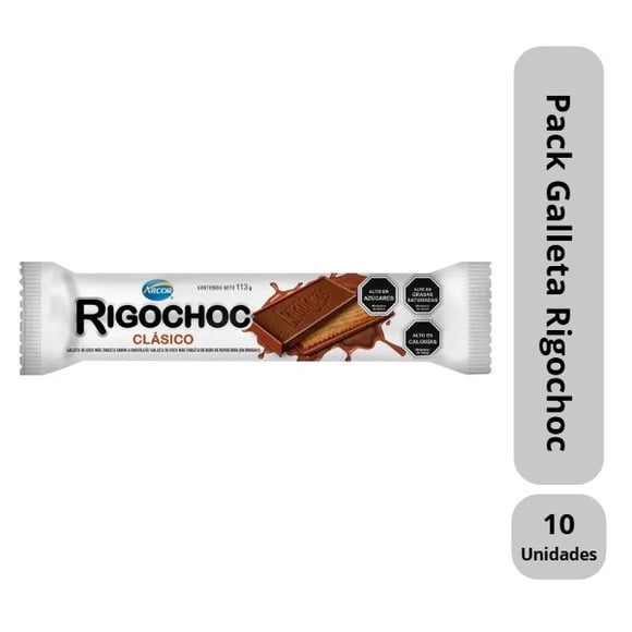 Pack 10 Galletas Rigochoc Dos En Uno Chocolate 113g