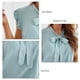 thumbnail image 5 of Blusa de lunares con mangas cortas, elegante, informal, a la moda, con volantes y lazo, ribete atado para mujer, 5 of 6