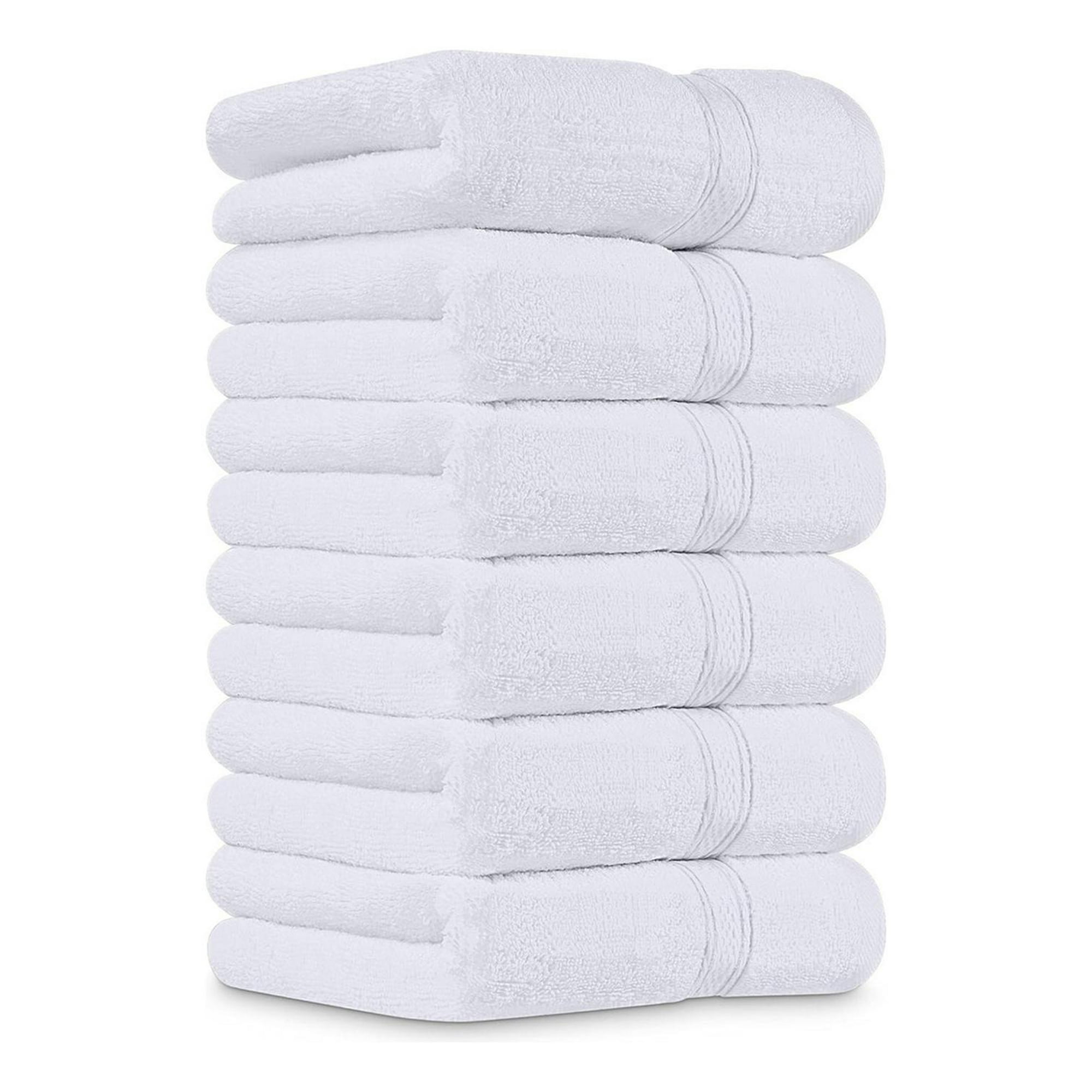 Aura Zeus - Juego De 8 Toallas De Mano 70x40 Cm Algodon 500g Baño Set Az Blanco Blanco