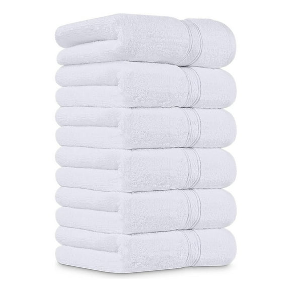 Juego De 8 Toallas De Mano 70x40 Cm Algodon 500g Baño Set Az Blanco blanco
