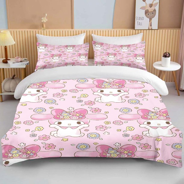 10 Size Melody Printed Bedding Set Cartoon Anime Microfiber Bed Set Pillowcase Adult Bed Cover Bedroom Bed Set Duvet Gift